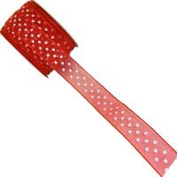 Organza Ribbon 15mm- Red with White Dots