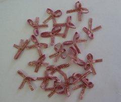 Anita's Decorative Embellishments - Dusky Pink/Gold Edge Vintage Bows-*BUY ONE GET ONE FREE* 