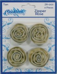 *SALE* Creative Expressions Zipper Roses - Tan (4 pk) Was £2.99 Now £1.49