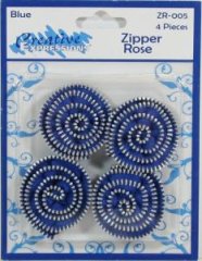 *SALE* Creative Expressions Zipper Roses - Blue (4 pk) Was £2.99 Now £1.49