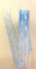Feathered Sheer Ribbon 25mm-- Blue1 Metre Length    