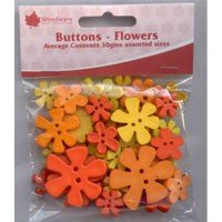 Woodware Assorted Buttons- Flowers Yellow