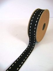 Kanban - Black Ribbon with White Stitch. 1 roll - 4m in length