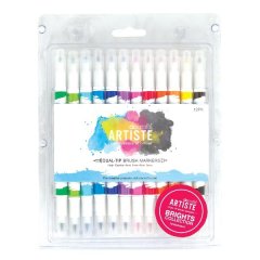 Artiste Dual Tip Permanent Brush Markers -Brights