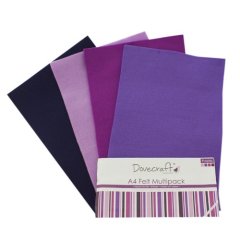 Dovecraft A4 Multi Pack of Felt - Purples