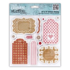 *SALE* Papermania Home For Christmas 6" x 6" Urban Stamp Set - Tags