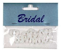Pearl Effect Ribbon Buckles-Heart 17mm x 15mm - White (Pack 12)