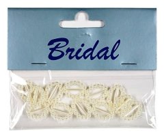 Pearl Effect Ribbon Buckles Oval 12mm x 10mm - Ivory (Pack 12)