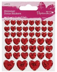 Papermania Heart Shimmering Stickers - Red