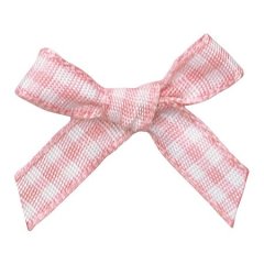 Craft Creations 7mm Wide Ribbon Bows - Pink Gingham (packed 25)