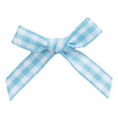 Craft Creations 7mm Wide Ribbon Bows - Blue Gingham (packed 25)