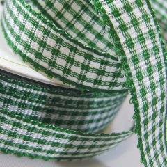 Gingham Ribbon 10mm- Forest Green