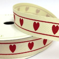 Twill Tape Ribbon 15mm - Heart Stitch