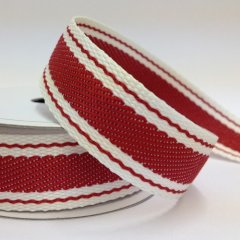 Twill Tape Ribbon 22mm -Stripe Red