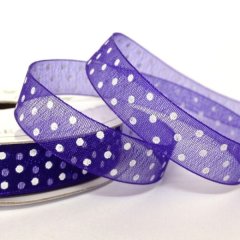 Organza Ribbon 10mm-Dotty Chocolate Purple