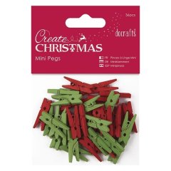 Papermania Mini Pegs (36pcs) - Red and Green