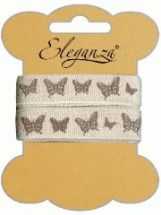 Eleganza Natural Linen/Cotton Ribbon - Butterfly