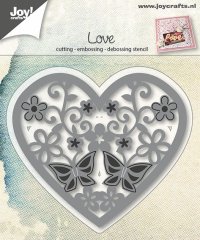 Joy Crafts Cutting and Debossing Stencil -  Heart with Flowers / Butterfly