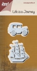 Joy Craft - Cutting and Embossing Stencil - Journey Sailboat and Oldtimer