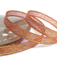 Golden Accents Sparkly Metallic Ribbon 6mm -Copper Red