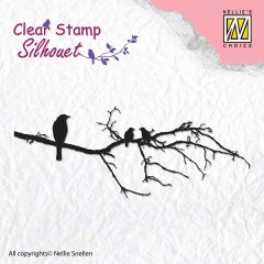 Nellie Snellen Silhouette Clear Stamp - Branch with Birds