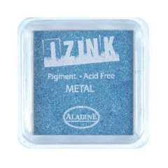 Izink Pigment Ink Pad - 5cm x 5cm Metal Light Blue