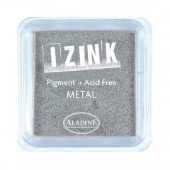 Izink Pigment Ink Pad - 5cm x 5cm Metal Silver
