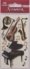 Art-Work Handmade 3D Stickers Classic Music Instruments