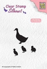 Nellie Snellen Clear Stamps Silhouette - Duck with Ducklings