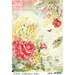 Ciao Bella Rice Paper A4 -Roses and Bugs