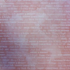 Craft Creations 12" x 12" paper -Christmas Wording White on Pale Red
