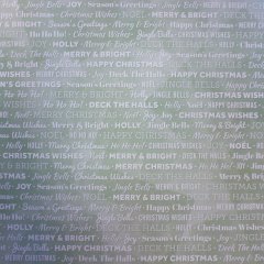 Craft Creations 12" x 12" paper -Christmas Wording White on Pale Green