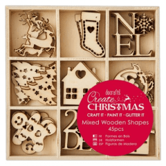 Create Christmas Small Mixed Wooden Shapes (45pcs) - Christmas Icons