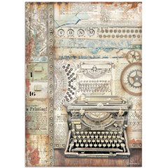 Stamperia Rice Paper A4 Lady Vagabond Lifestyle Typewriter