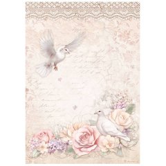 *NEW* Stamperia Rice Paper A4 Romance Forever - Doves