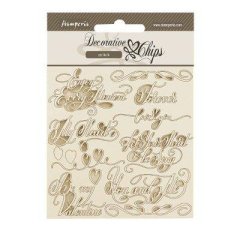 *NEW* Stamperia Decorative Chips - Romance Forever Quotes