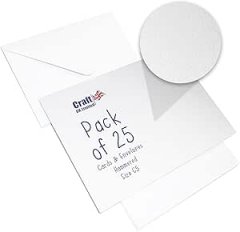 *NEW* Craft UK A5 Hammered Cards and Envelopes - White (25pk)