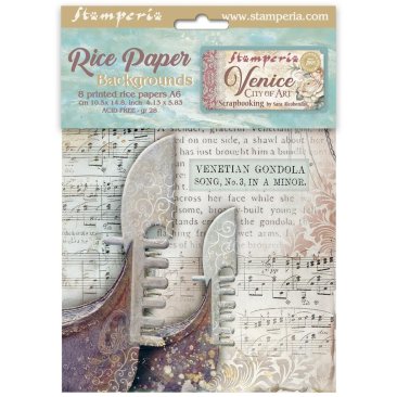 *NEW* Stamperia Rice Paper Selection A6 Backgrounds - Venice - City of Art (8 sheets)