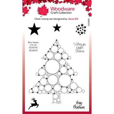 Woodware Clear Singles Big Bubble Bauble – Christmas Tree 4 in x 6 in Stamp