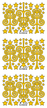 Scroll Christmas Tree Outline Sticker TRANSPARENT/GOLD