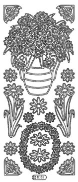 Flower Vases Outline Sticker- GOLD