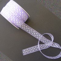 Organza Ribbon 15mm- Lavender with White Dots