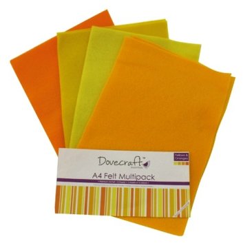 Dovecraft A4 Multi Pack of Felt - Yellows