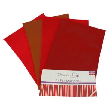 Dovecraft A4 Multi Pack of Felt - Reds