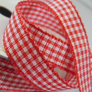 Gingham Ribbon 10mm- Classic Red
