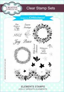 *SALE* Creative Expressions - John Lockwood Stamp Set - Holly Wreath Elements