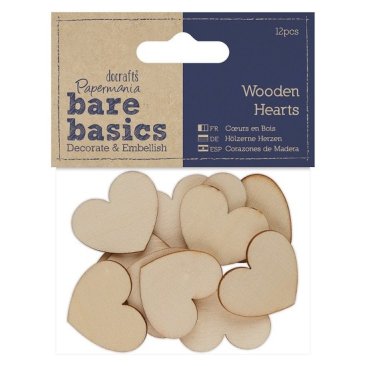 Bare Basics Pack of 12 - Wooden Hearts
