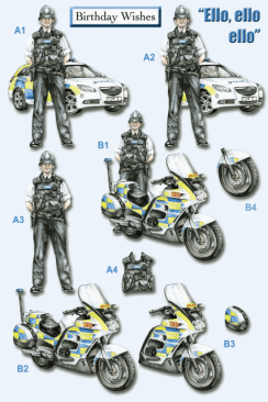 Die-cut 3D Decoupage -Policemen