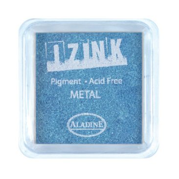 Izink Pigment Ink Pad - 5cm x 5cm Metal Light Blue