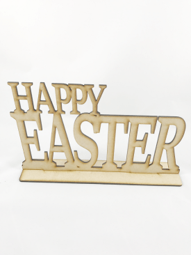 Daisy Jewels and Craft Wooden MDF Happy Easter with Stand